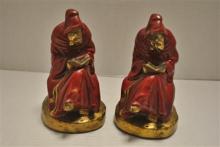 Set of Vintage Monk Reading Bookends, Armor Bronze